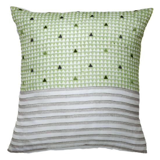 Triangles & Stripes Pillow Cover - Green